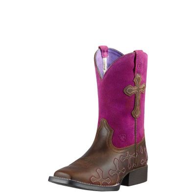 Ariat Crossroads - Western Laarzen Bruin / Roze Kinderen - 26715-415